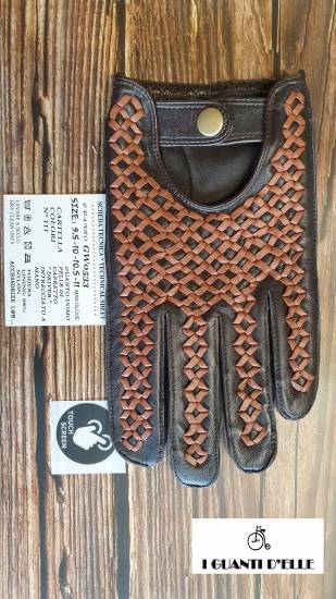 Man Goatnappa Glove Driver Model with leather weaving on Back Side